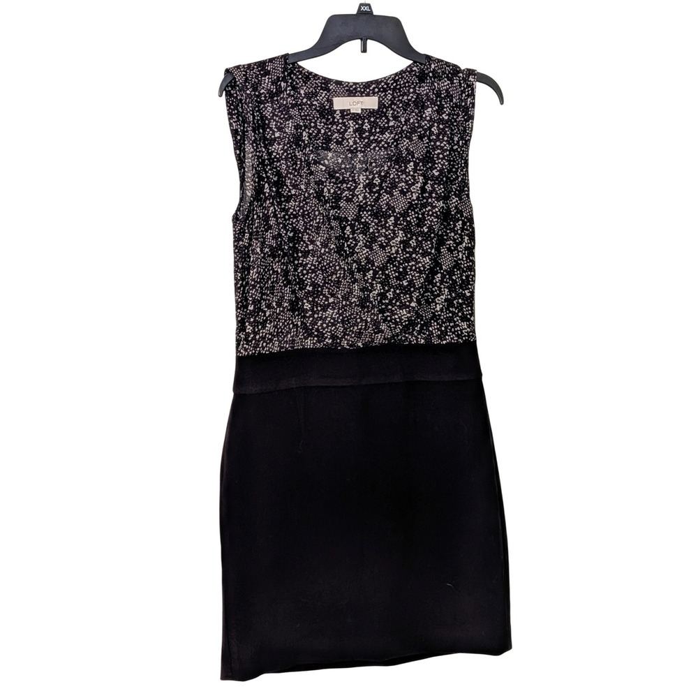 LOFT Snakeskin Print Sleeveless Dress Black Career Workwear Sheath Size 6‎